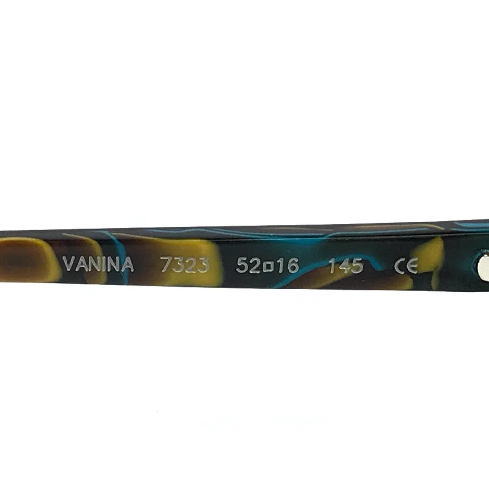 BOZ Eyeglasses Frames VANINA 7323 Brown Plaid Blue Yellow Marble 52-16-145